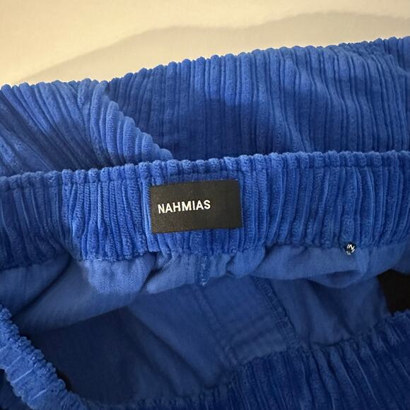 Nahmias Men's Blue Corduroy Relaxed Trousers Size 36 Drawstring Straight Leg - Picture 8 of 14